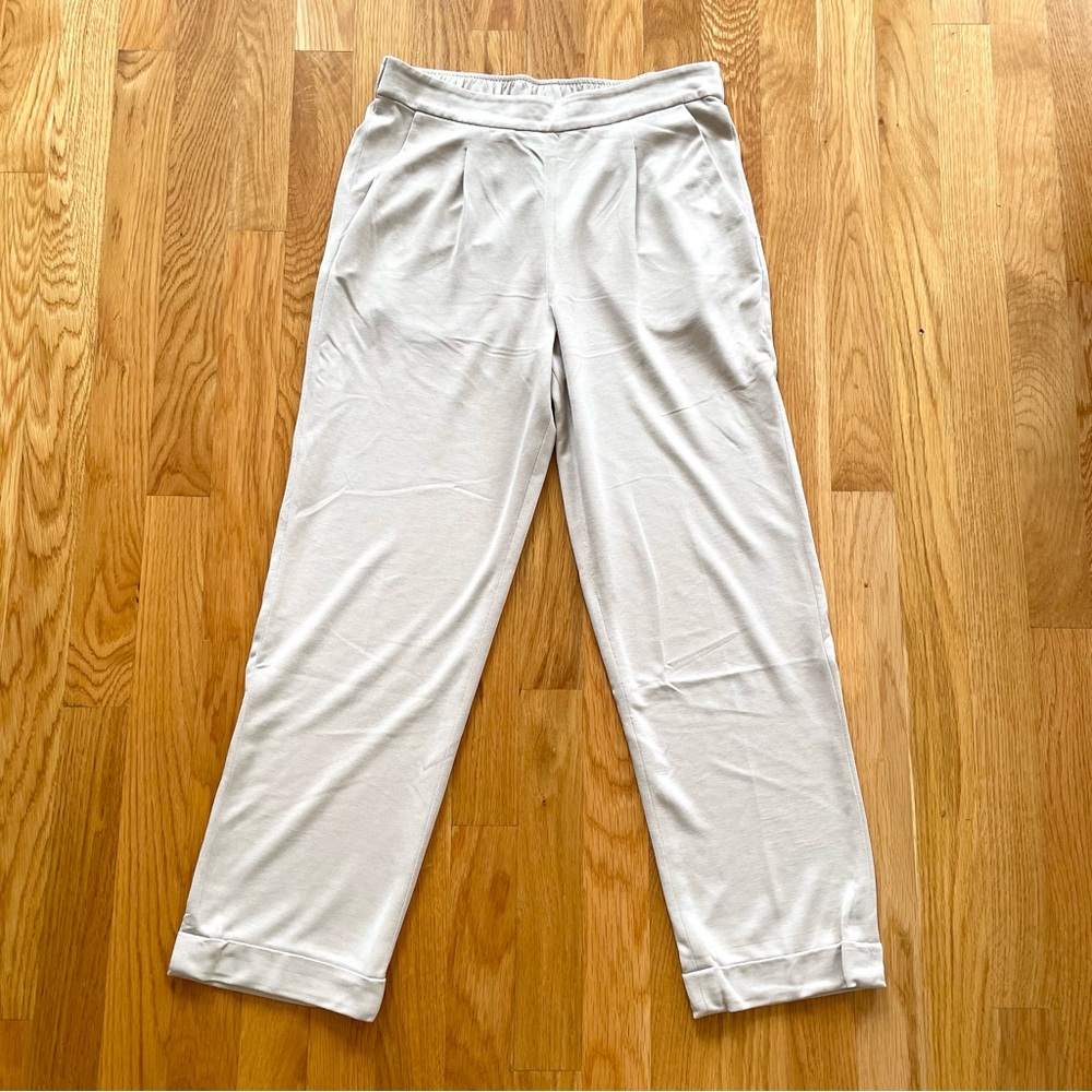 BCBGMaxAzria Wide Leg Pleat Cuffed Trouser Pants Beige Size XS